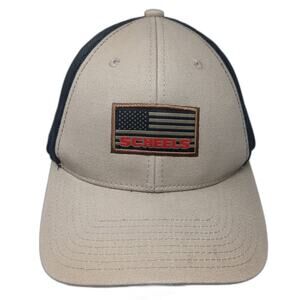 Scheels U.S. Flag Snapback Trucker Hat Beige One Size Adjustable Embroidered